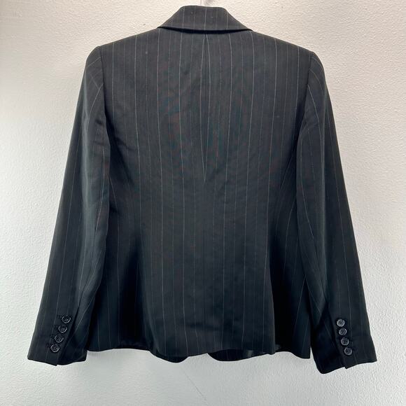 Ann Taylor Blazer Dark Grey Black Pin Stripe 8P Academia Office - Picture 2 of 5